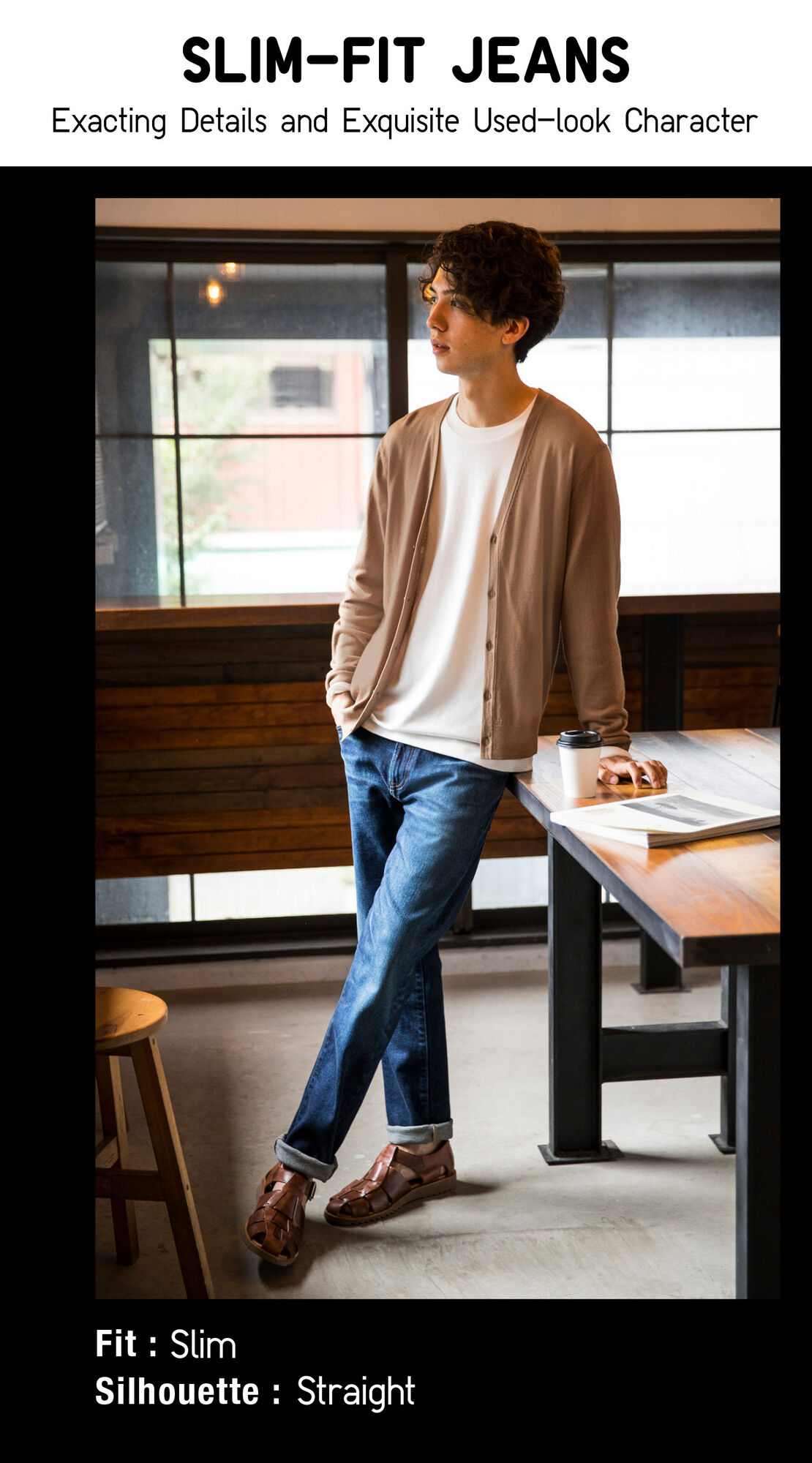 Slim-fit Jeans Exacting Details and Exquisite Used-look Character