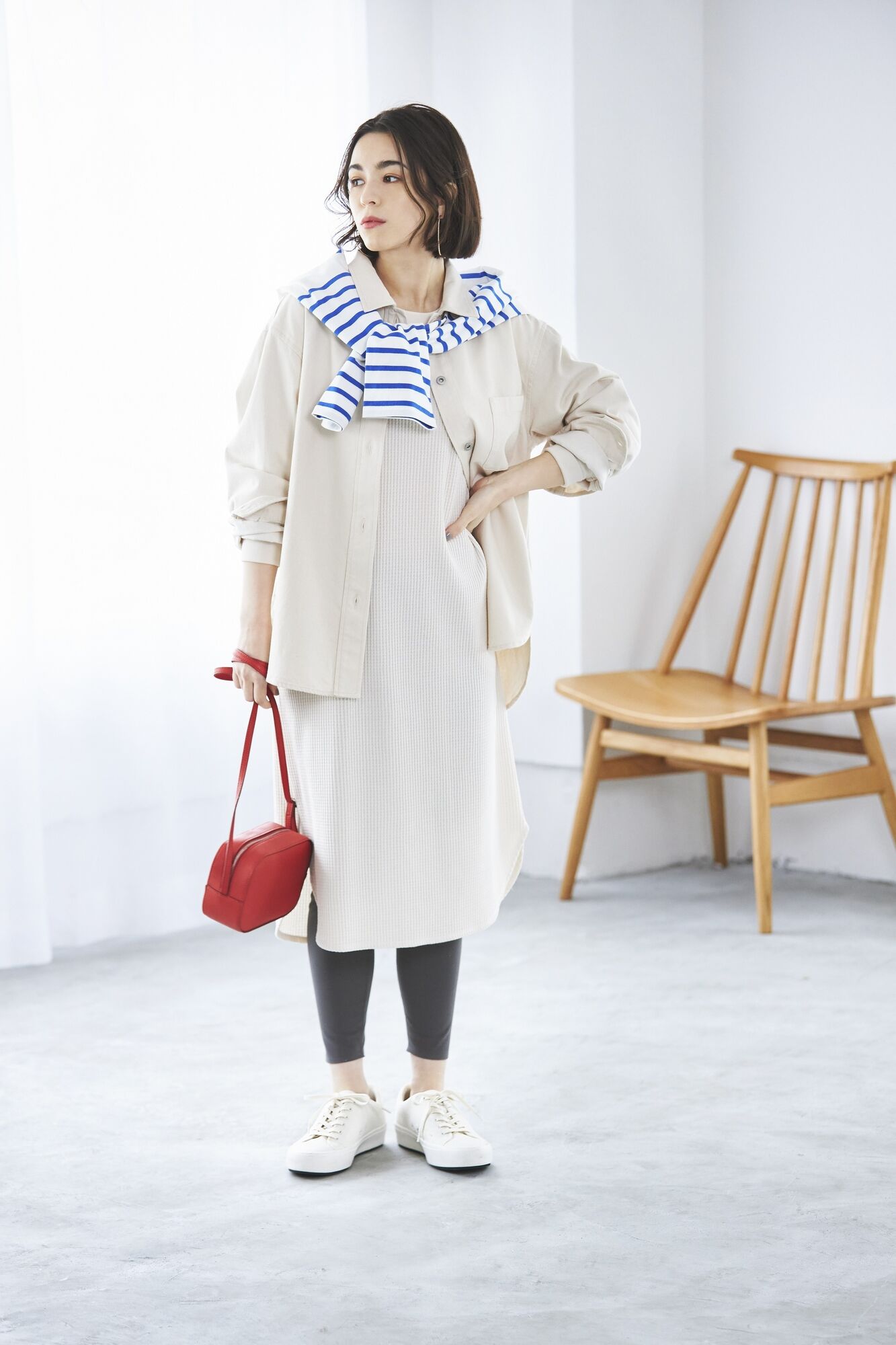 Women Striped Oversized Long-Sleeve T-Shirt