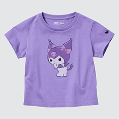 GIRLS SANRIO Characters: Kuromi & My Melody Cropped Short Sleeve UT (Short Sleeve Graphic T-Shirt)