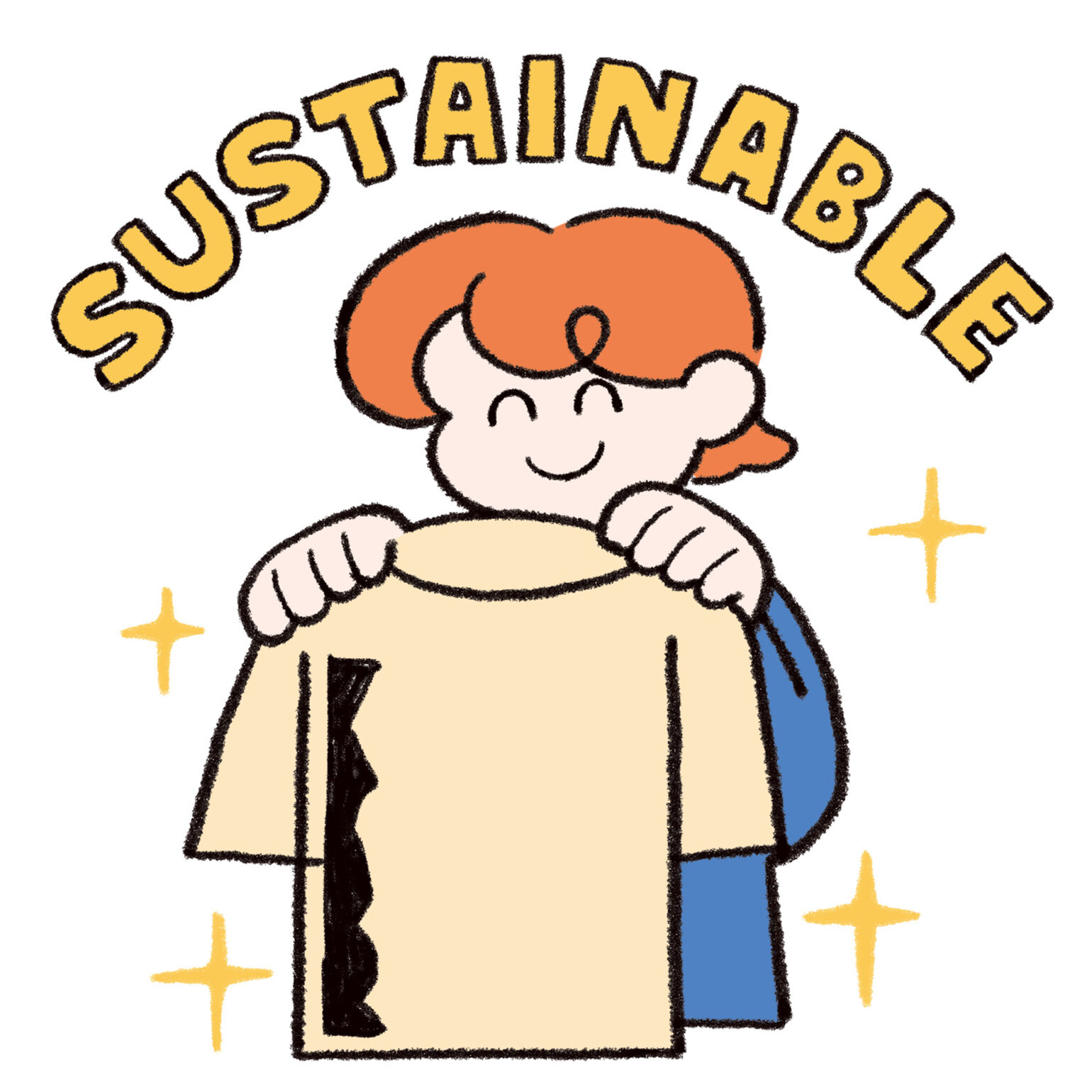 Illustration of a girl holding a T-shirt