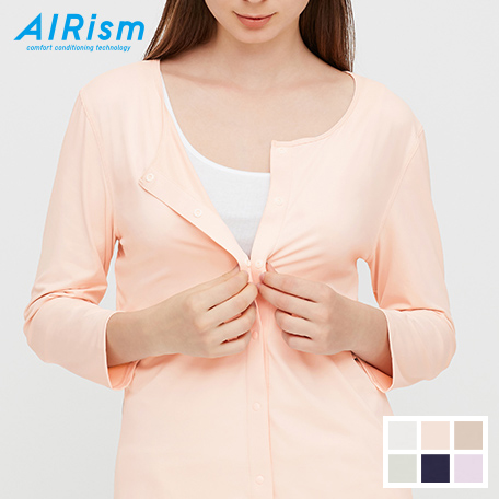 女裝AIRism 前開式上衣(8分袖)