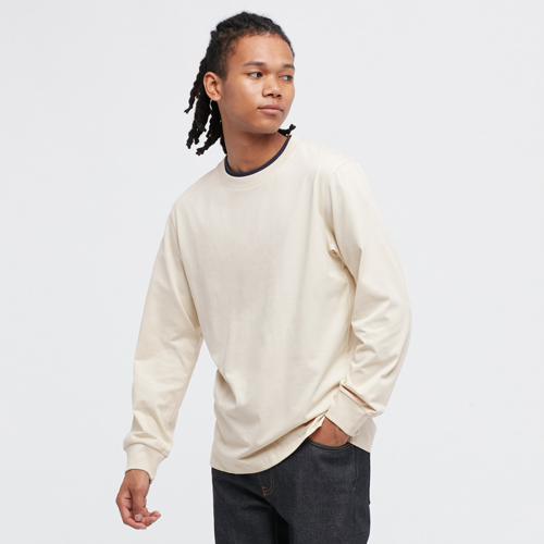 AIRism棉質 抗UV圓領T恤 (長袖)