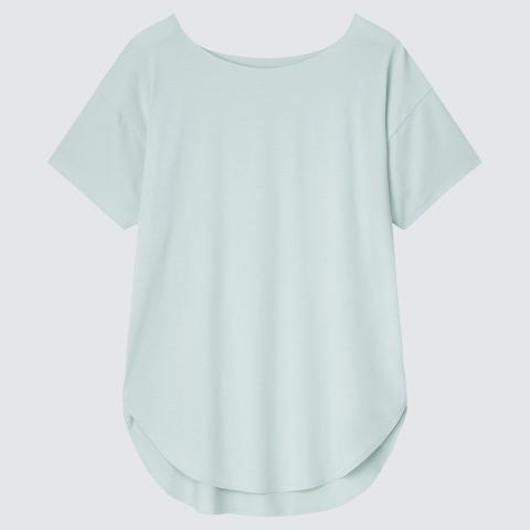 AIRism無縫船型領長版上衣(短袖)