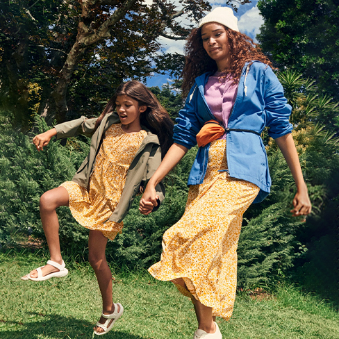 女童嫘縈印花蛋糕裙洋裝