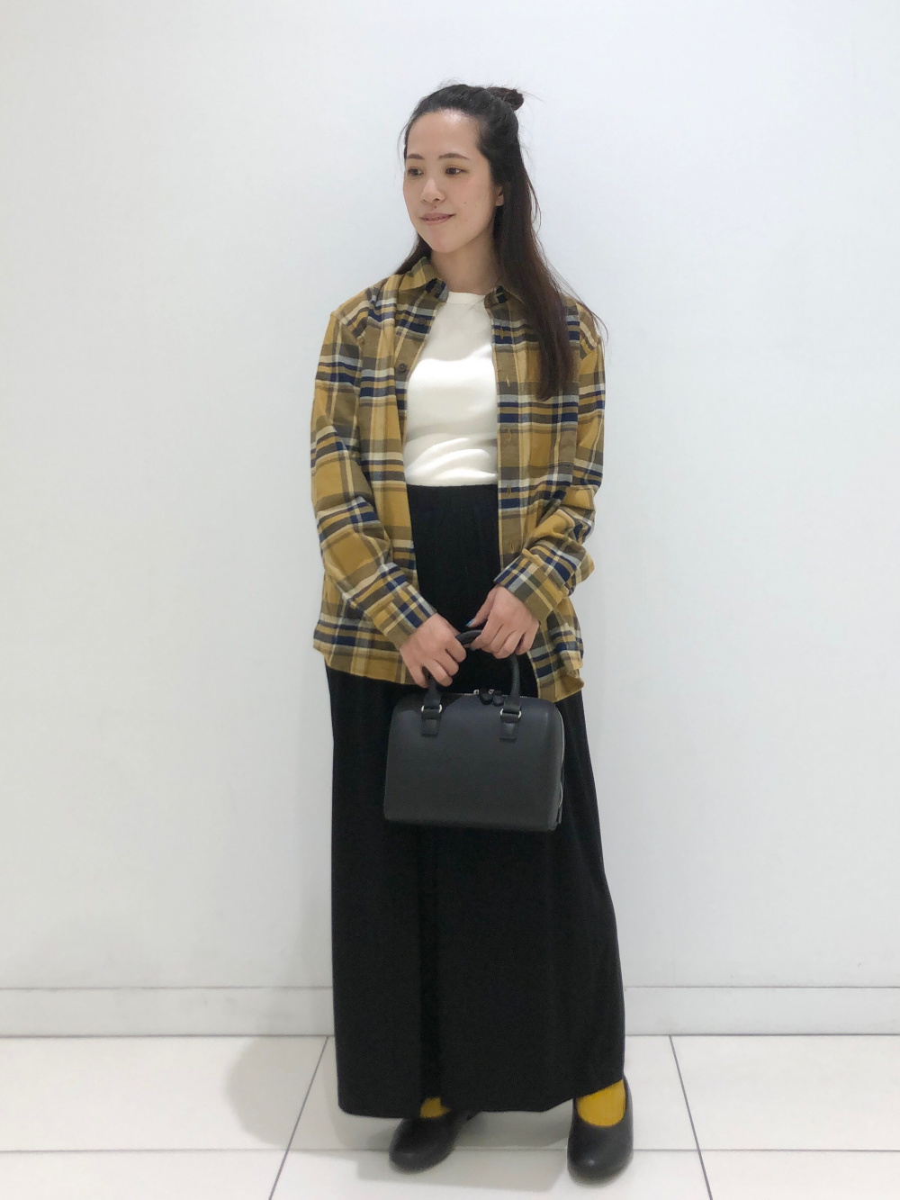 158cm / 法蘭絨格紋襯衫(標準領)(長袖): S