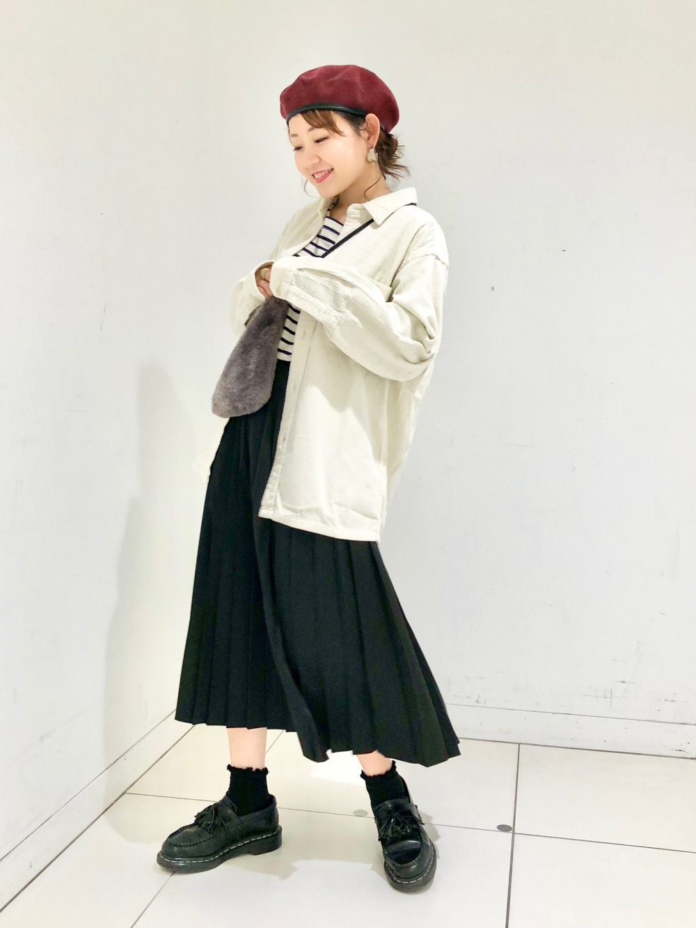 152cm / 燈芯絨工作襯衫(長袖) （長袖）: S