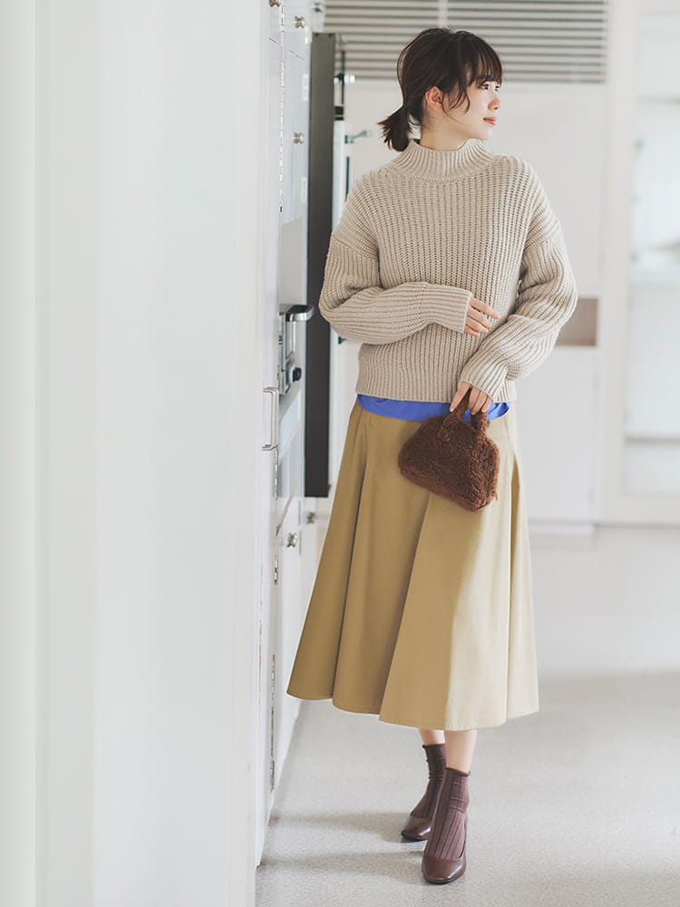 棉質斜紋寬襬裙