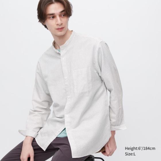 ［特價$229→$179］男裝輕盈棉質直條紋長袖襯衫 main image 1