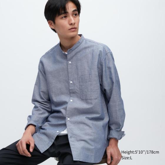 ［特價$229→$179］男裝輕盈棉質直條紋長袖襯衫