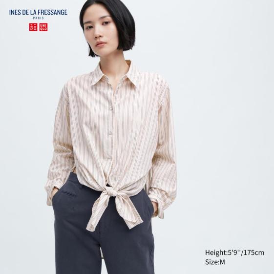 女裝INES DE LA FRESSANGE 棉絲混紡寬版襯衫(長袖) | UQ 搜尋