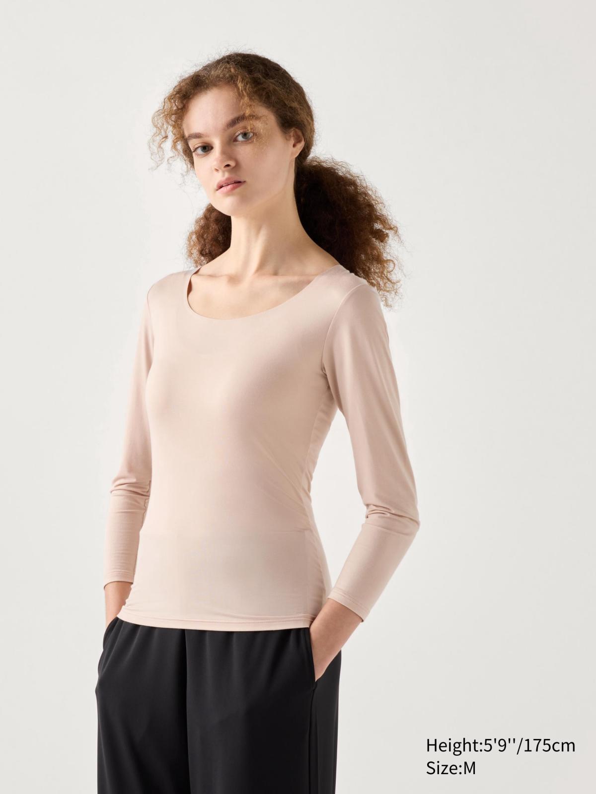 女裝XS-3XL HEATTECH U領T恤(8分袖) 472364 469740