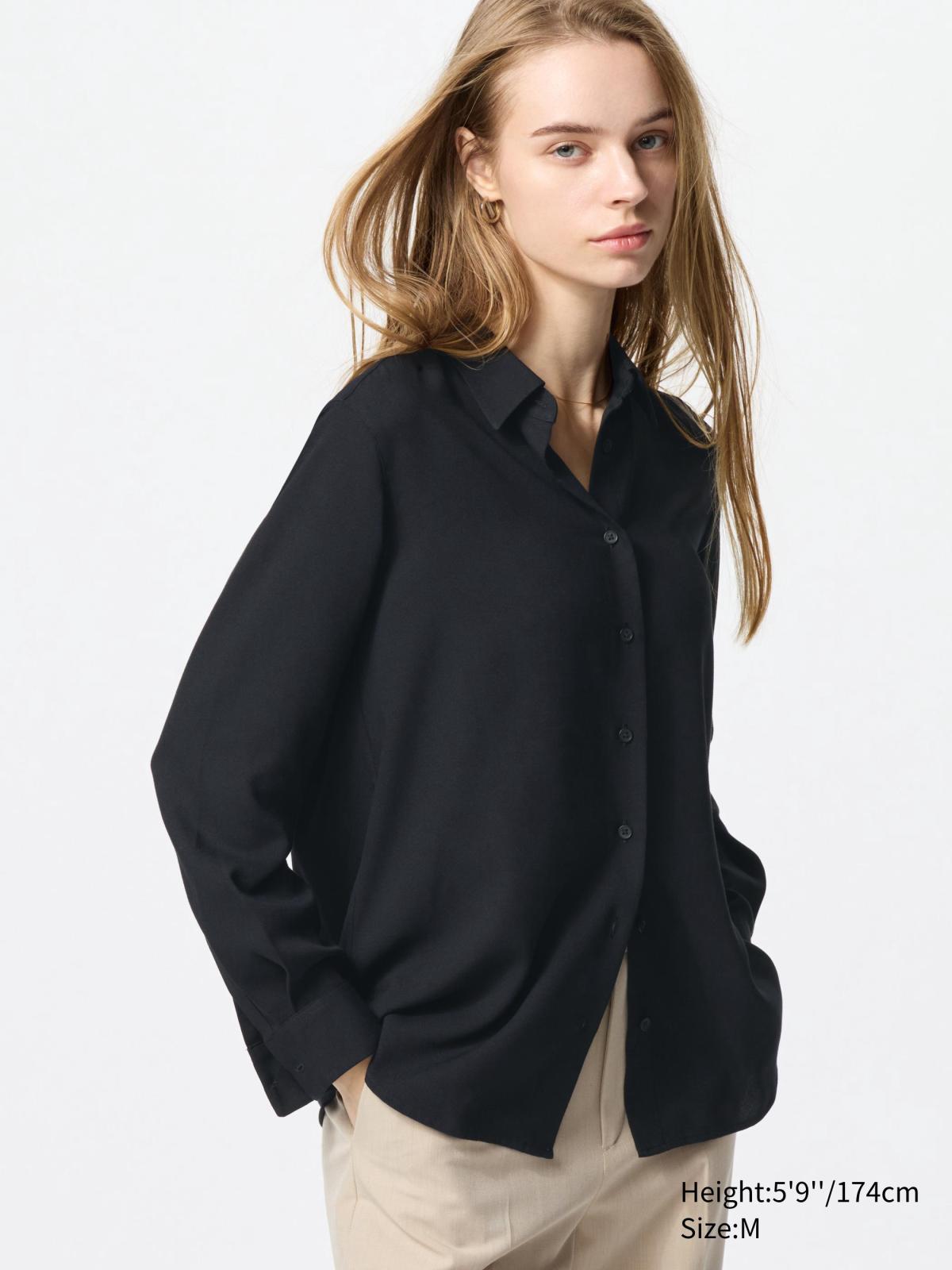 女裝, XS-3XL 嫘縈上衣(長袖) 469417 475657