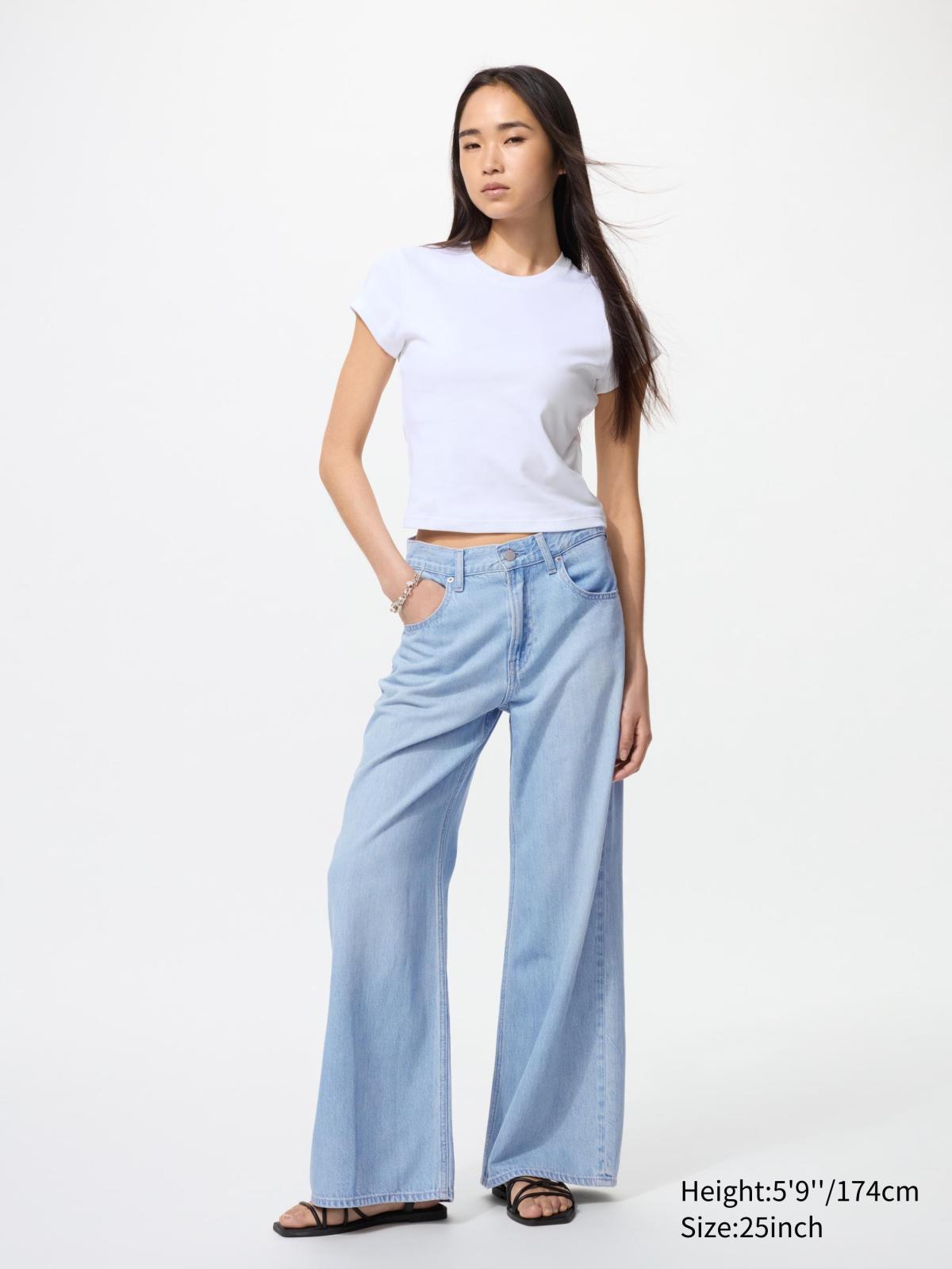 「垂墜感牛仔寬褲、府綢寬版襯衫(長袖)(條紋)」的穿搭靈感 | UNIQLO台灣
