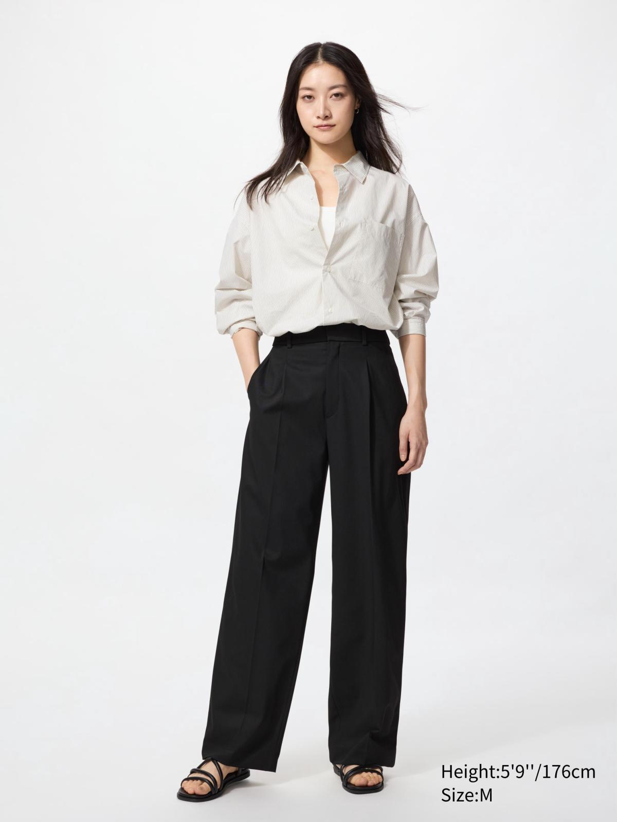 女裝, S-XL 打褶寬褲(稍長) 473639