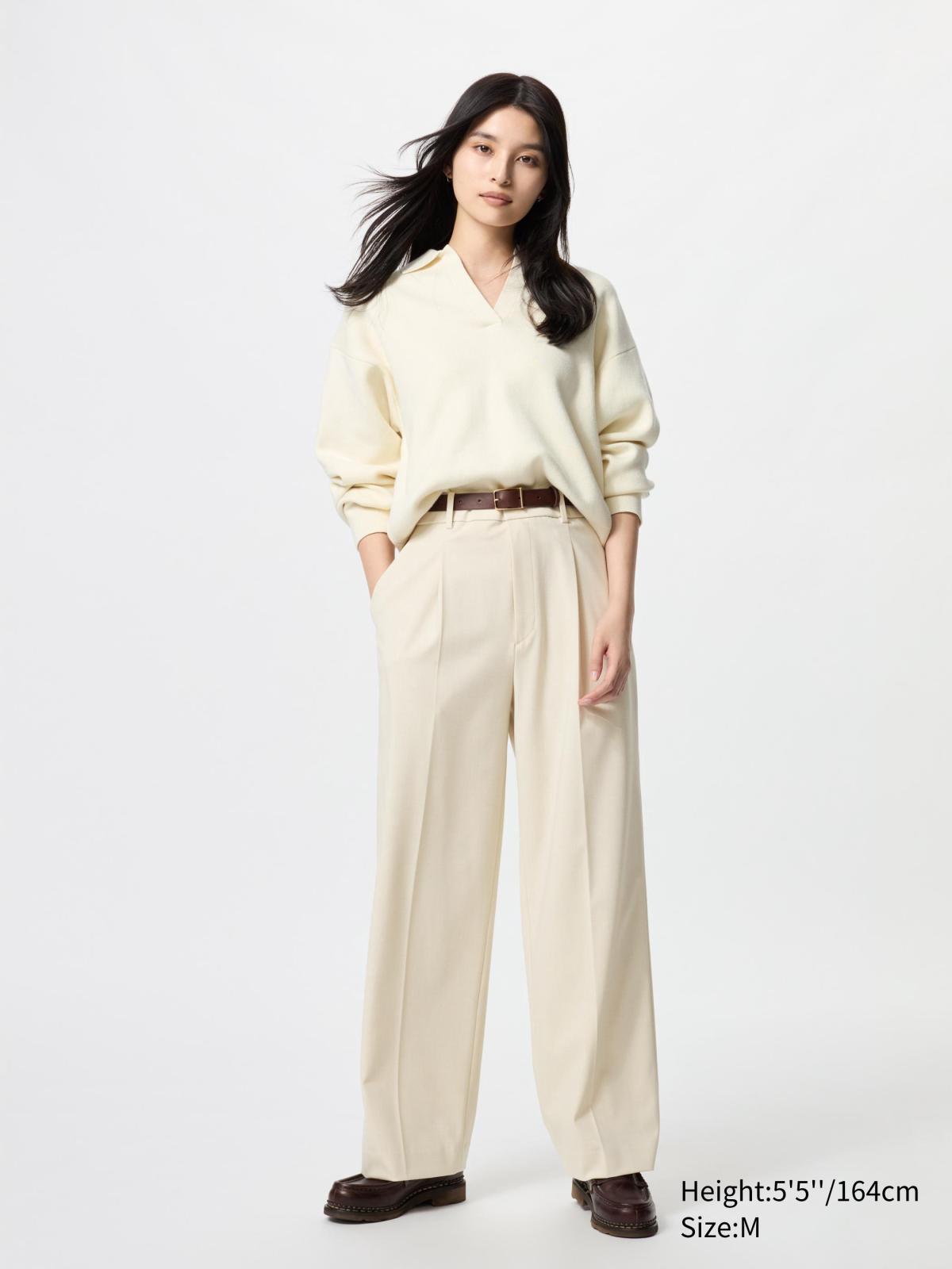女裝, XS-3XL 打褶寬褲 473638