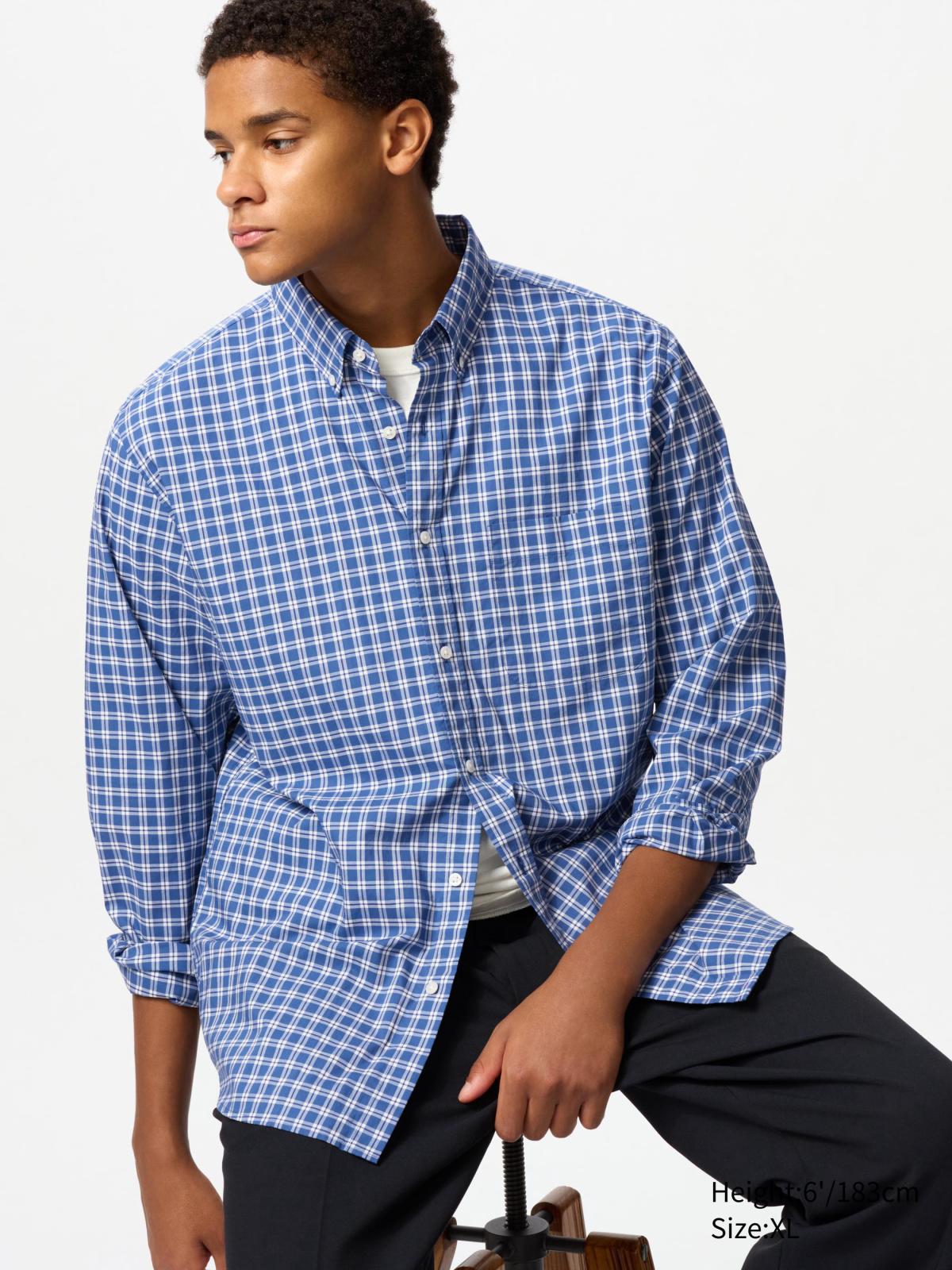 男女適穿府綢襯衫(長袖)(鈕釦領/格紋) | UQ 搜尋
