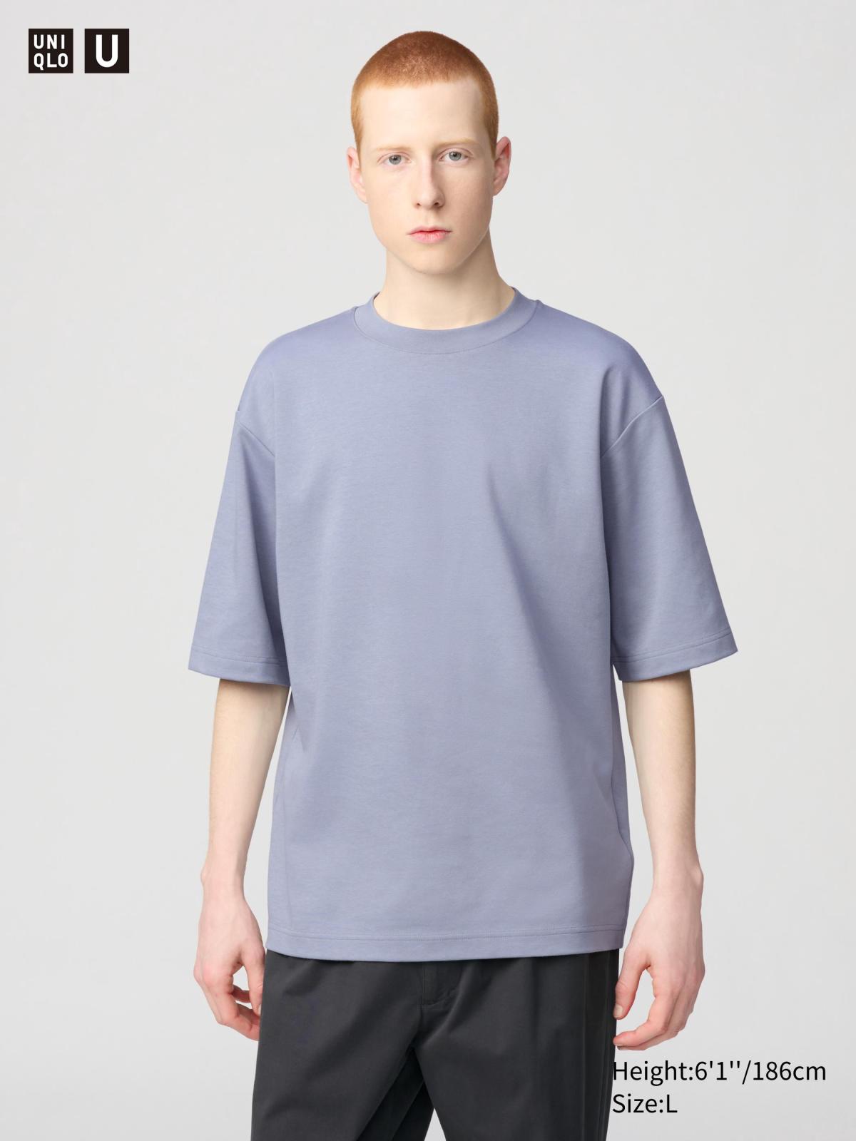 男女適穿XS-4XL AIRism棉質寬版圓領T恤(五分袖) 465185 / 471580 475355