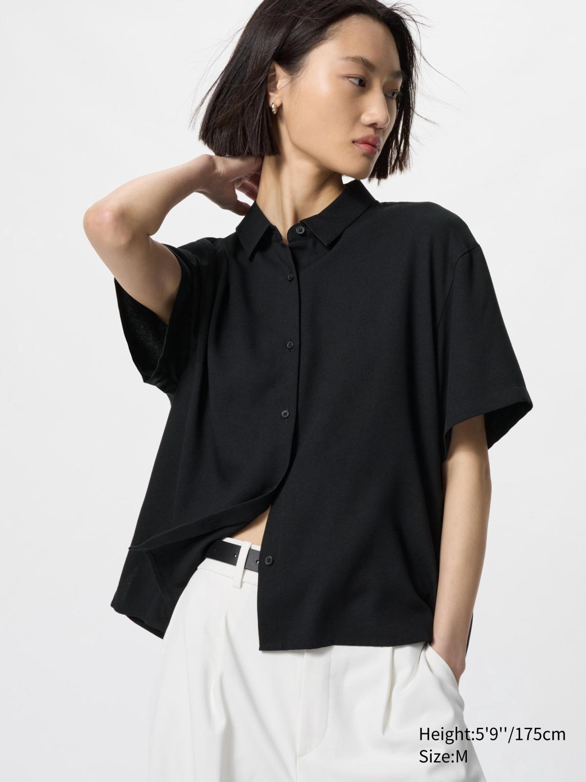 女裝, XS-3XL 嫘縈上衣(短袖) 475642