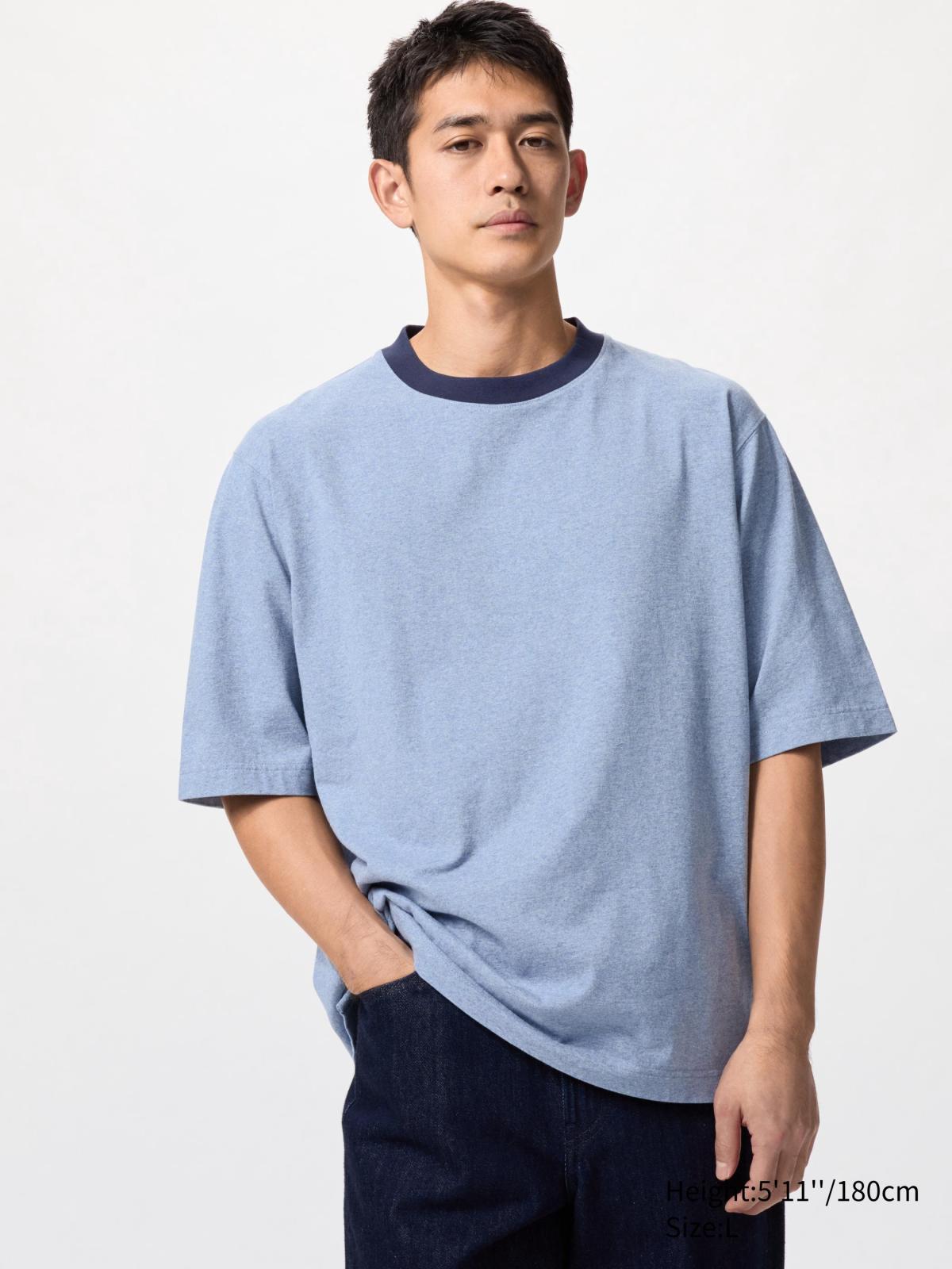 男裝, XS-XL 寬版拼色T恤(短袖) 476430
