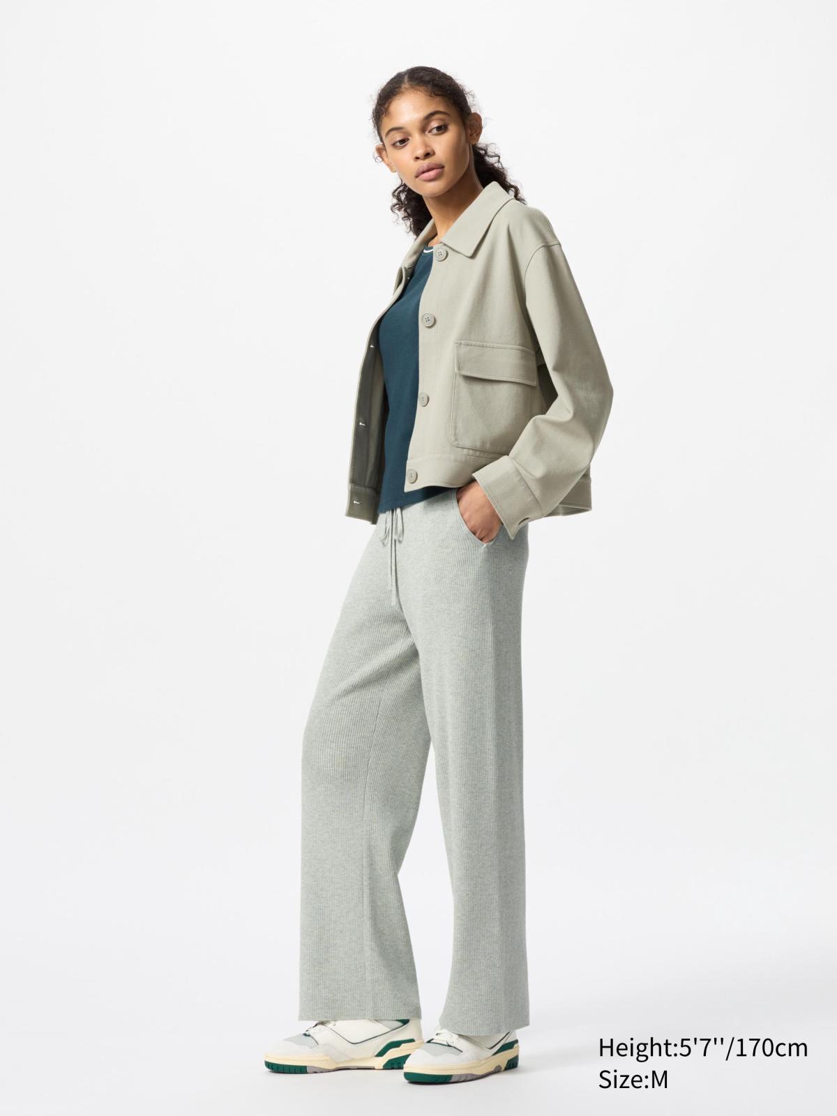 女裝, S-XL 可機洗針織羅紋長褲 473802