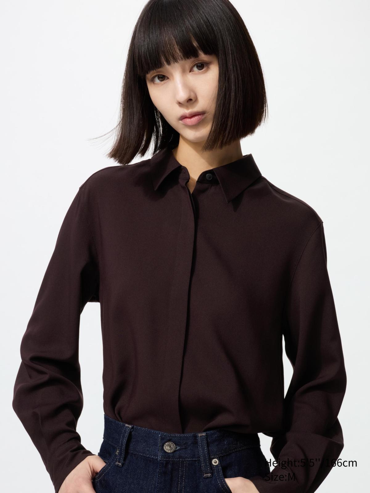 女裝, XS-3XL 嫘縈上衣(長袖) 479071