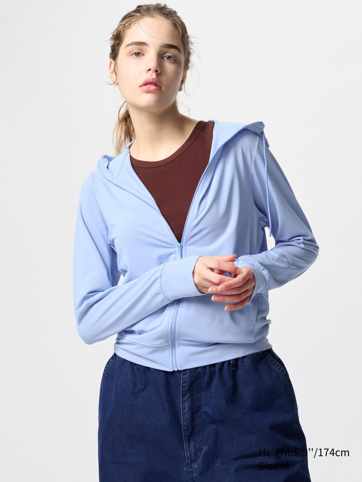 女裝, XS-XXL AIRism防曬抗UV網眼連帽外套(長袖) 465748