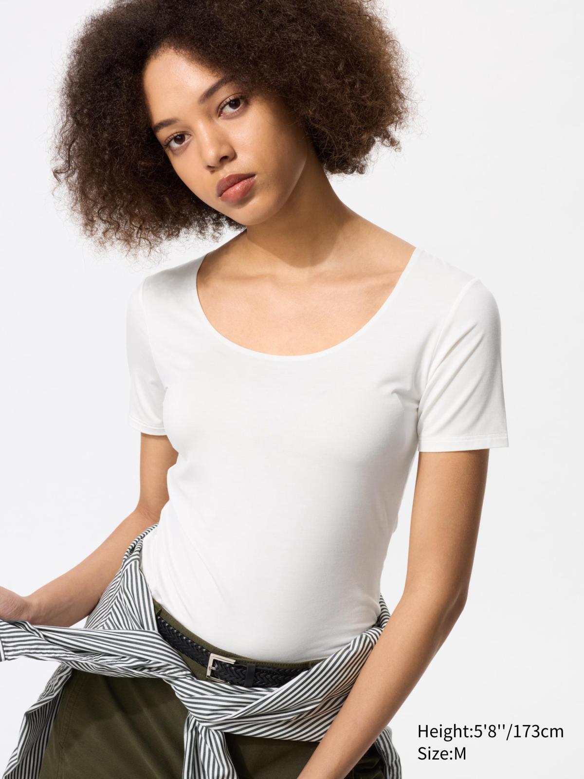 女裝, S-XL HEATTECH U領T恤(短袖) 478947