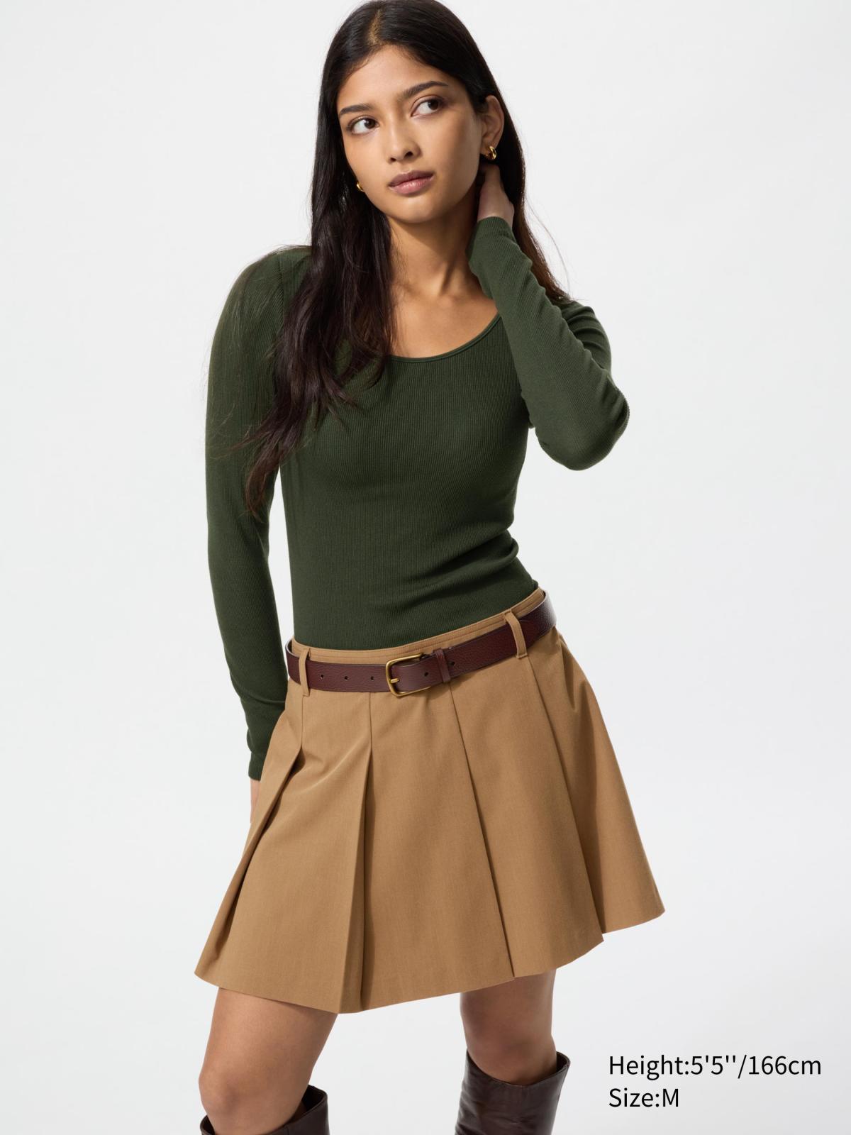 女裝HT極暖羅紋BRATOP U領T恤