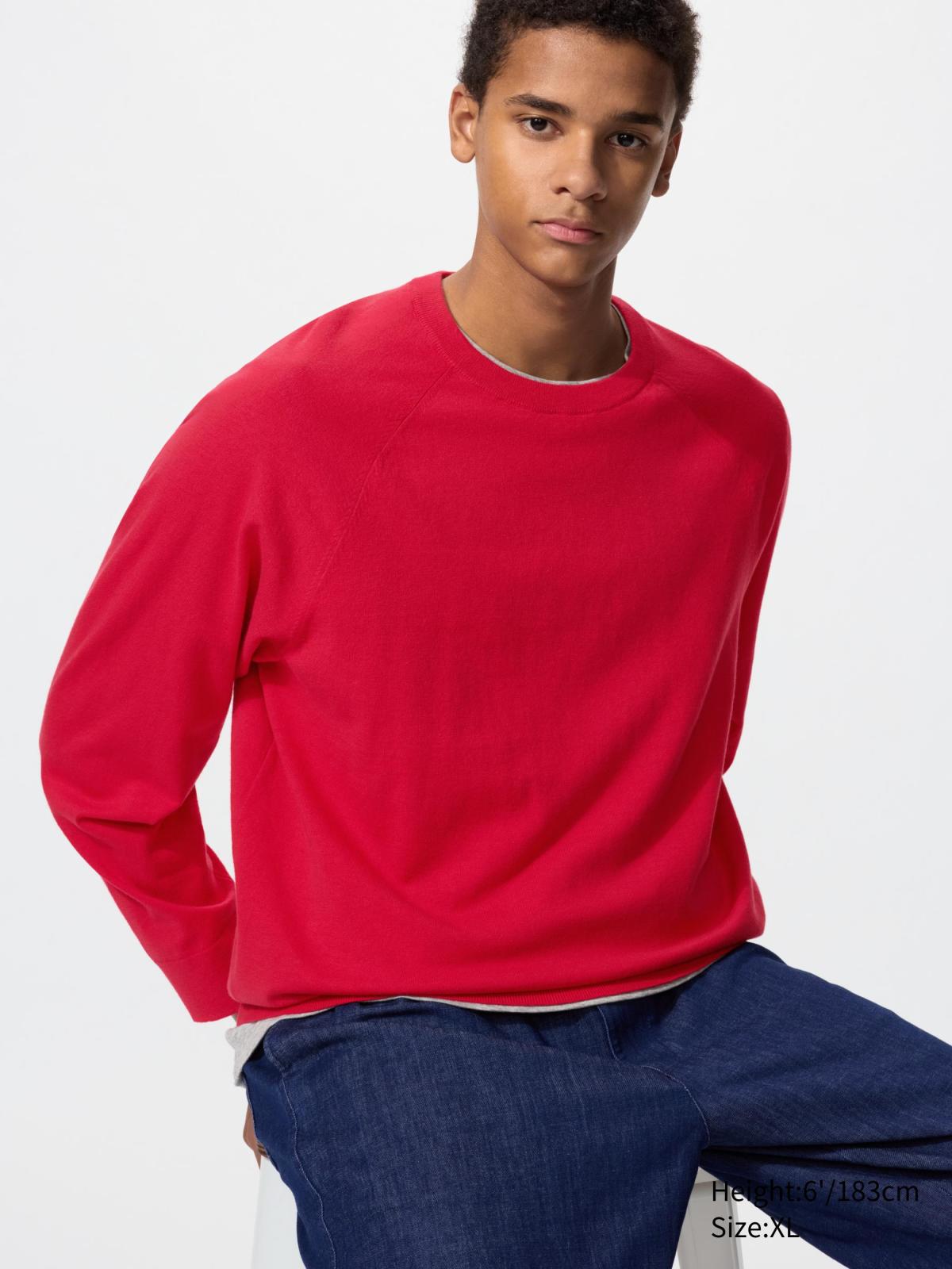 可機洗棉質混紡圓領針織衫(長袖)