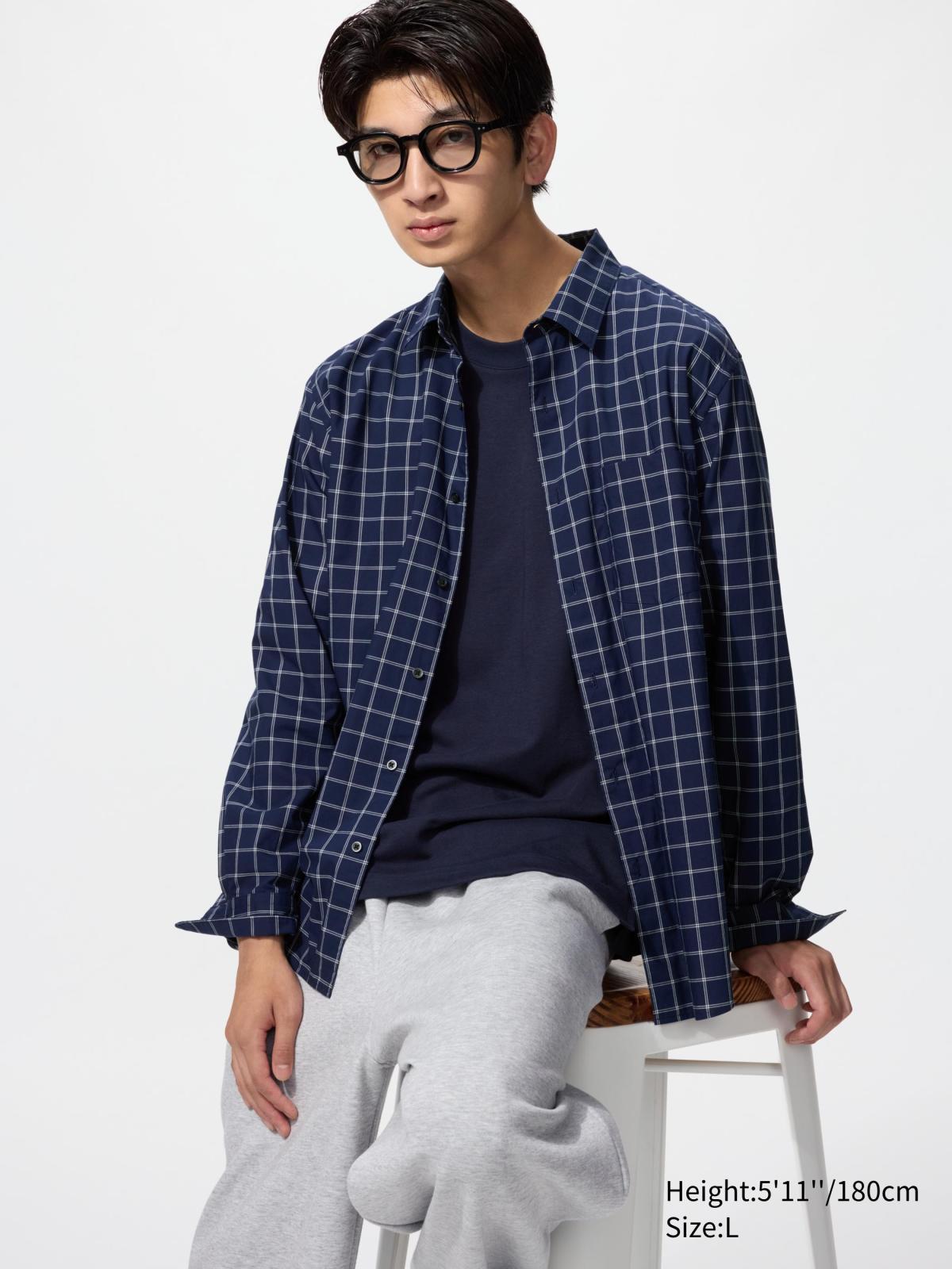 府綢襯衫(長袖)(標準領/格紋)