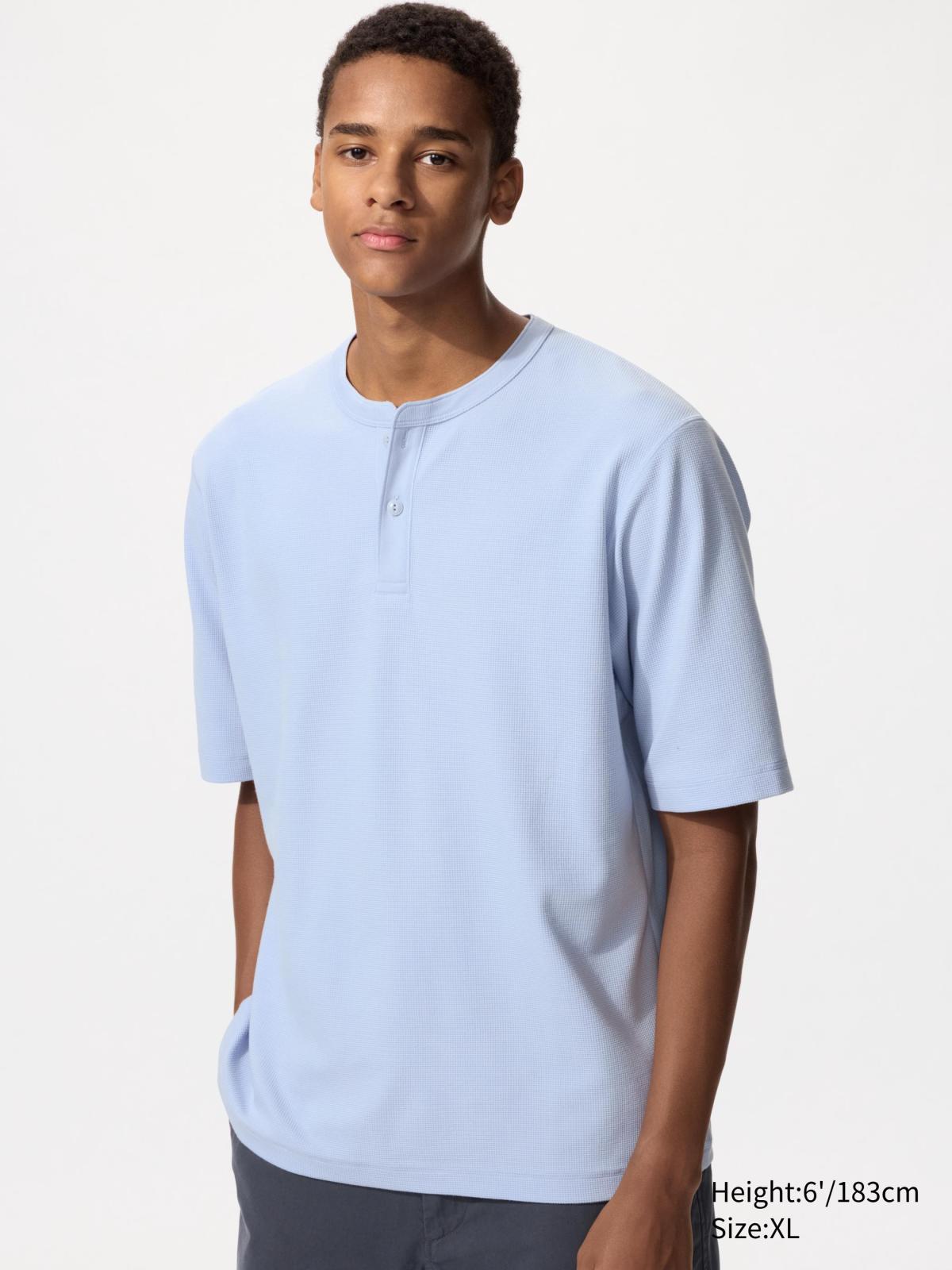 DRY華夫格亨利領T恤(短袖)