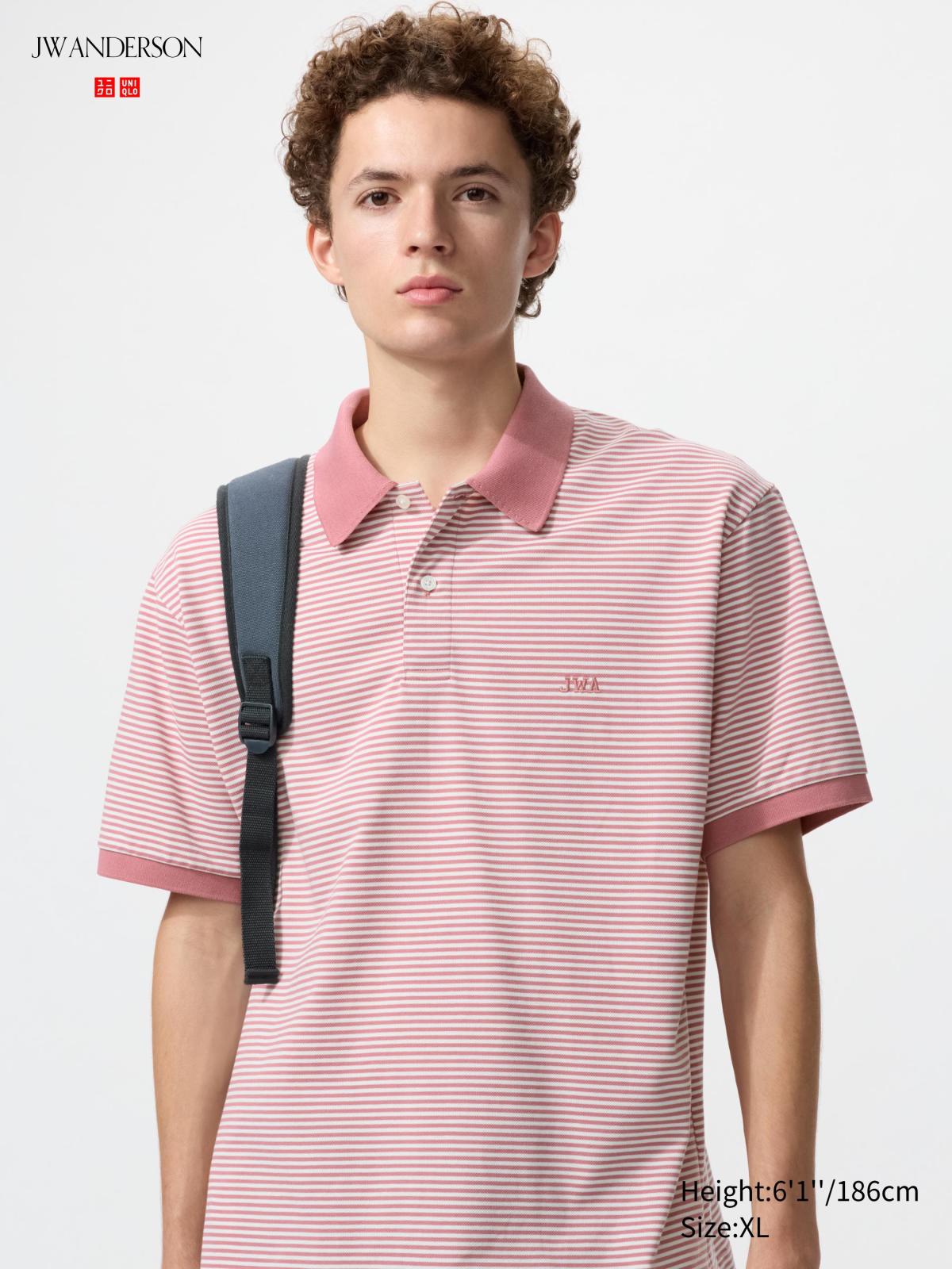 DRY網眼POLO衫(短袖)(細條紋)
