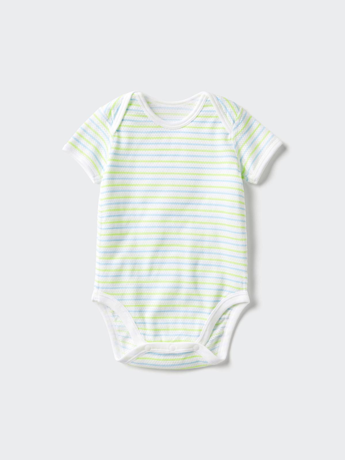 新生兒 棉質網眼包臀衣(短袖)(條紋) 481769