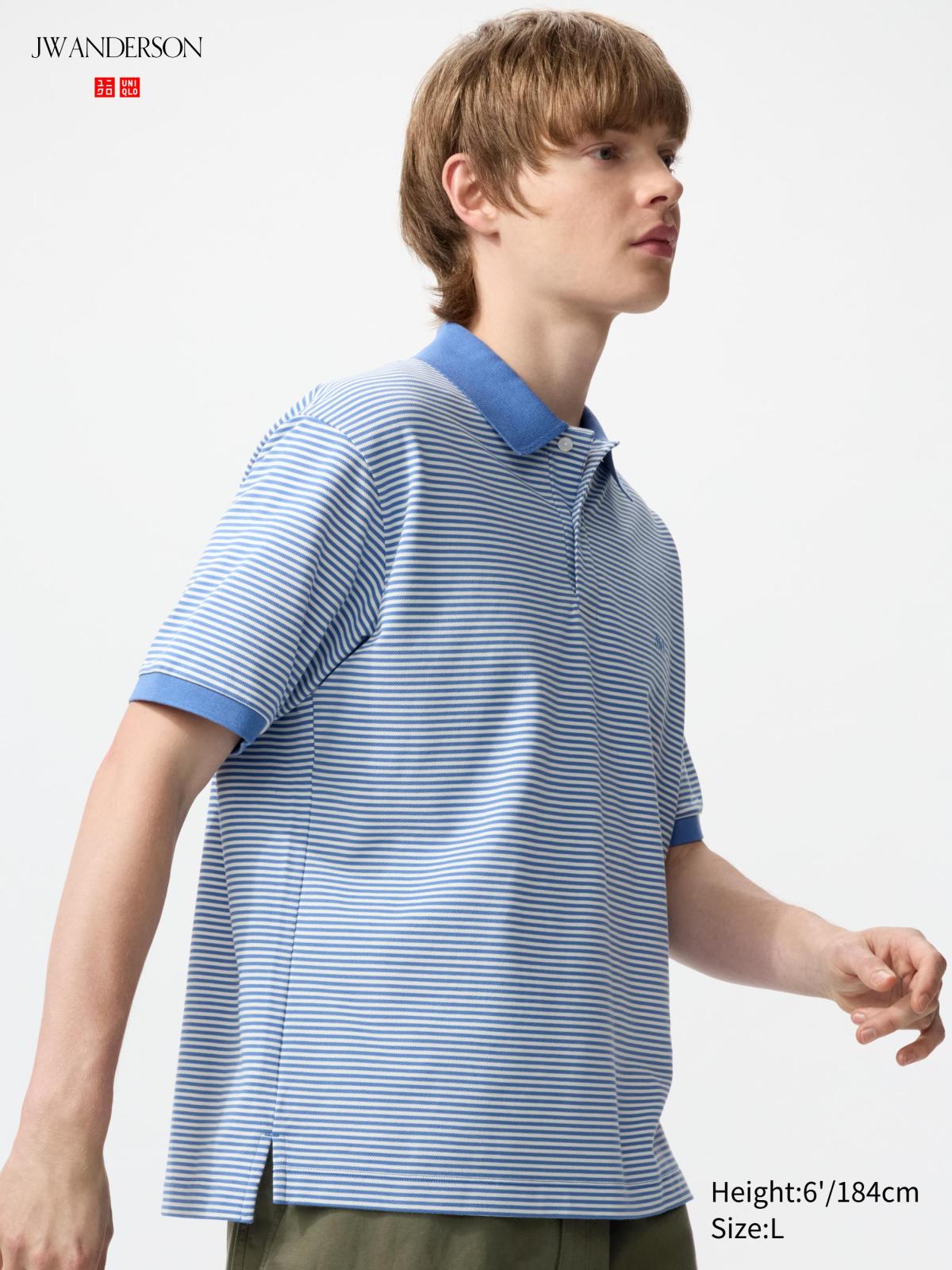 DRY網眼POLO衫(短袖)(細條紋)