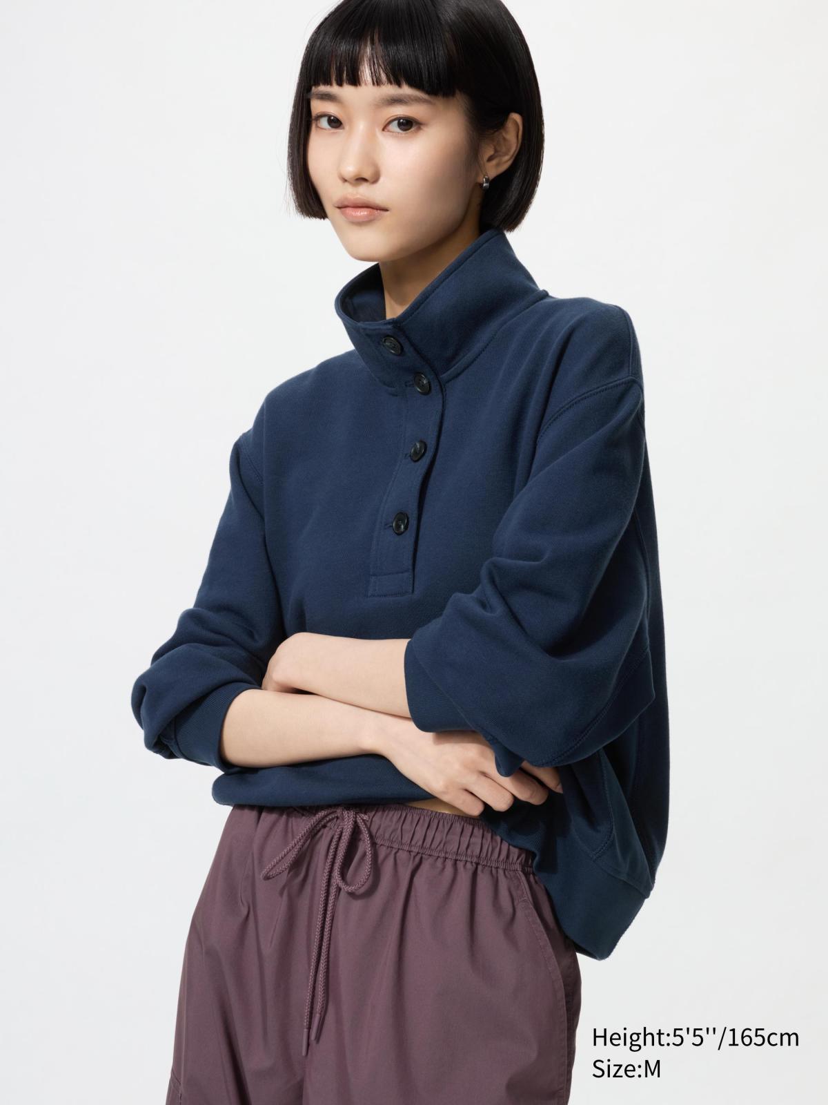 女裝 鈕釦半開襟休閒上衣(長袖)