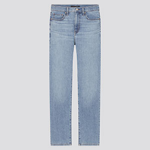 合身直筒高腰牛仔褲