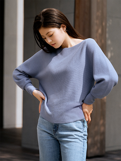 3D 棉質船型領針織衫 (長袖)
