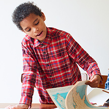 童裝 法蘭絨格紋襯衫 (長袖)