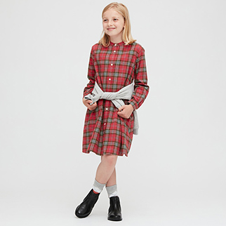 童裝 法蘭絨格紋洋裝