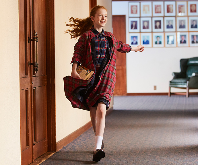 童裝 法蘭絨格紋洋裝