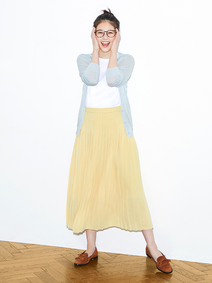 雪紡細褶長裙 01.