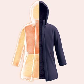 隔隔寒風與雨水，無縫的高機能羽絨衣。