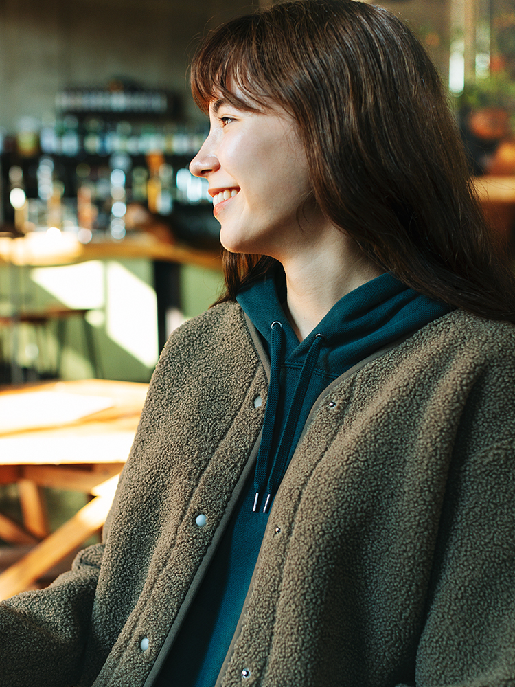 女裝 毛絨刷毛圓領針織外套