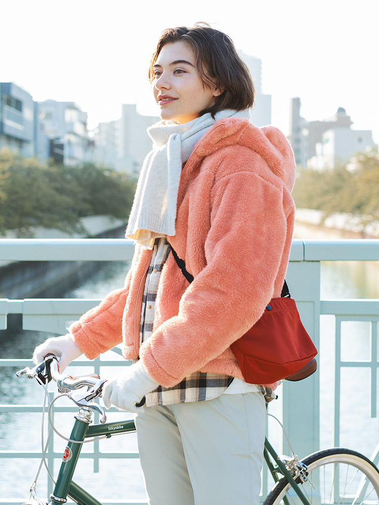 女裝  防風長刷毛連帽外套