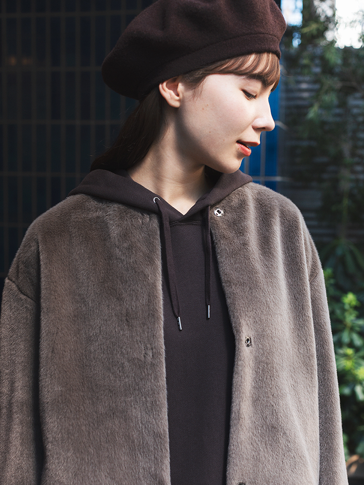 女裝 柔軟刷毛無領外套