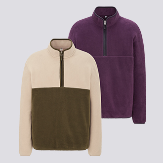 男裝 刷毛半開襟休閒上衣