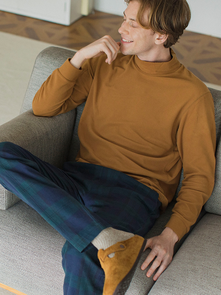 男裝 HEATTECH 刷毛中高領T恤