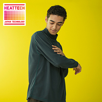 男裝 HEATTECH 刷毛中高領T恤