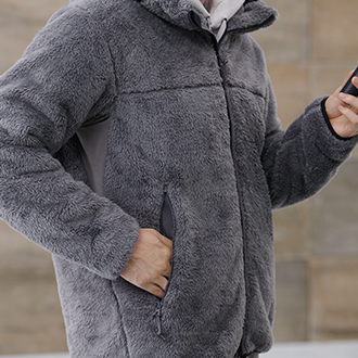 男裝 防風長刷毛連帽外套
