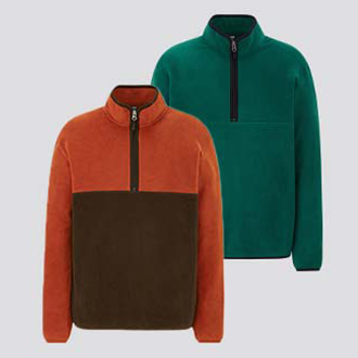 男裝 刷毛半開襟休閒上衣